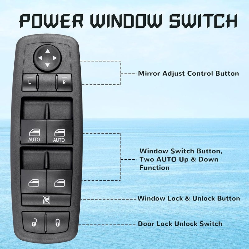 Citumo Master Power Window Switch Replacement for 2012-2014 Chry-sler 300, 2013-2014 Do-dge Charger, 2012-2019 Journey, 68139805AA, 68139805AB, 68139805AC, 68139805AD, 1S14259, DWS1919 - Image 2